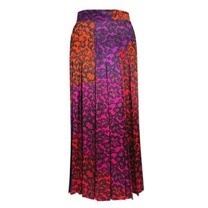 ESCADA Margaretha Ley Vintage Silk Pleated Floral Lace Print Multi Maxi Skirt 38